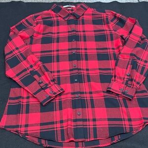Port Authority Women's Red and Black Plaid Button Down Flannel